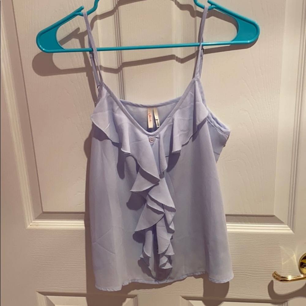 Light blue tank top with ruffles